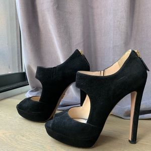 Prada black suede stilettos